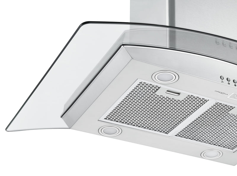 Hotte de cuisinière pour îlot Ancona IGCC636 de 36 po en verre et en acier inoxydable - AN-1405