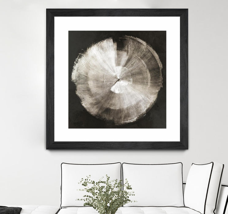 Œuvre d’art murale encadrée noire et mate « Touch Of Silver » 36 x 36