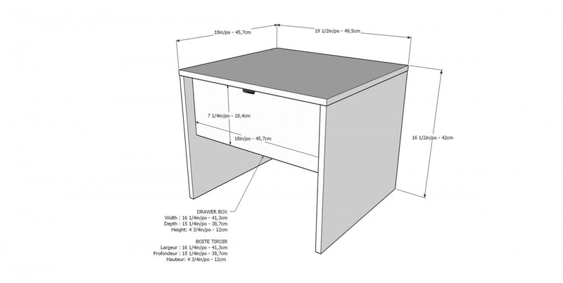 Table de nuit Nordika - blanche et grise