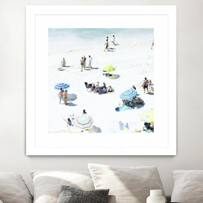 Œuvre d’art murale encadrée blanche et mate « Happy Days » 36 x 36