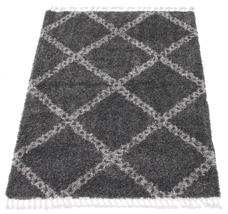 Carpette à poil long Helma Stark gris foncé 3 pi 11 po x 5 pi 11 po