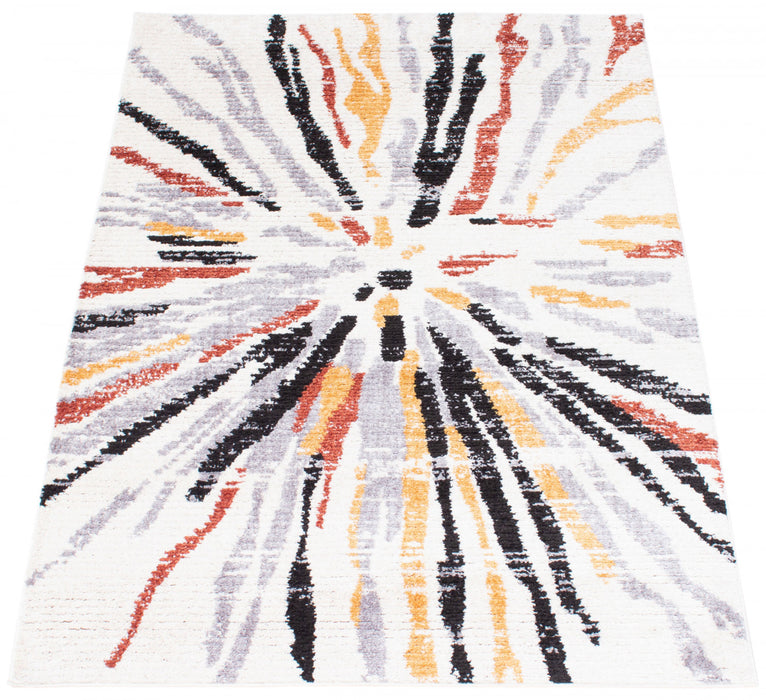  Carpette Paloma Sunburst noireblanche - 6 pi 7 po x 9 pi 6 po