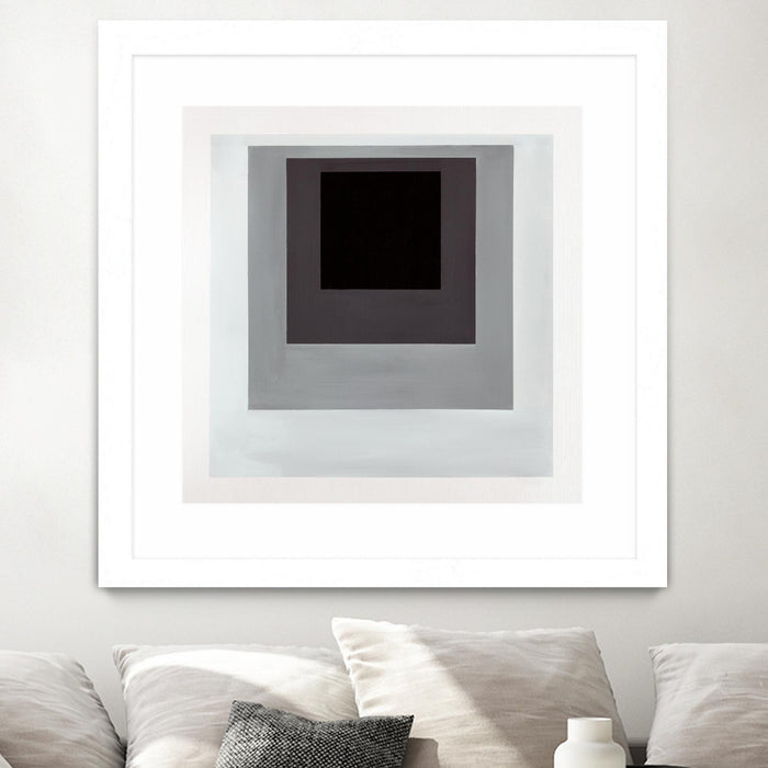 Œuvre d’art murale encadrée blanche et mate « Inside Box Thinker » 30 x 30
