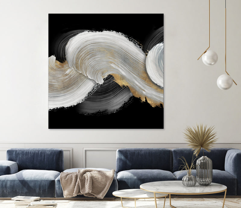 Œuvre d’art murale Giant Art « White Swirls » 54 x 54