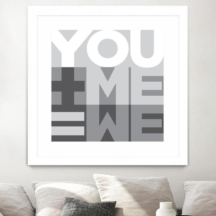 Œuvre d’art murale encadrée noire et mate « You Me We I » 30 x 30