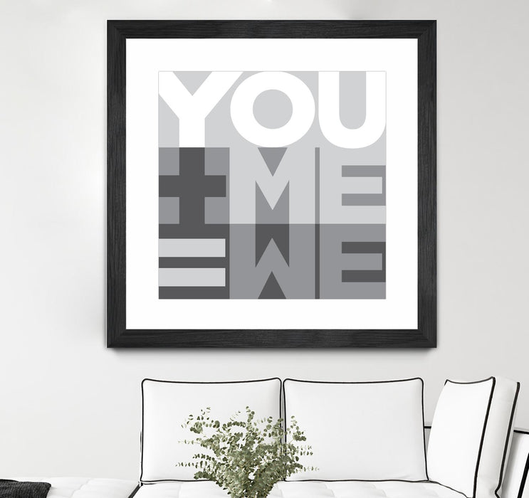 Œuvre d’art murale encadrée noire et mate « You Me We I » 30 x 30
