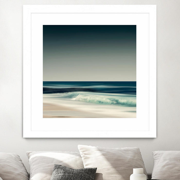 Œuvre d’art murale encadrée blanche et mate « Cristal Surf » 36 x 36
