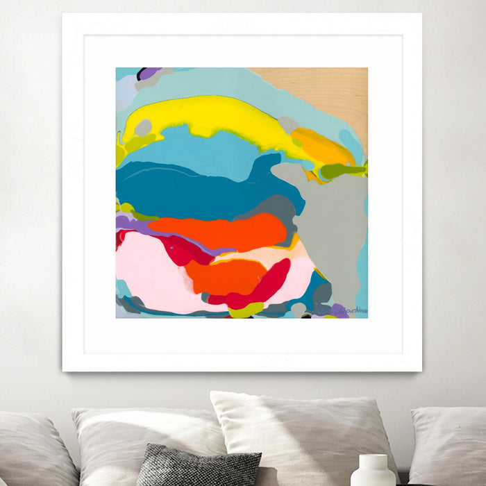 Œuvre d’art murale encadrée blanche et mate « Free Falling » 30 x 30