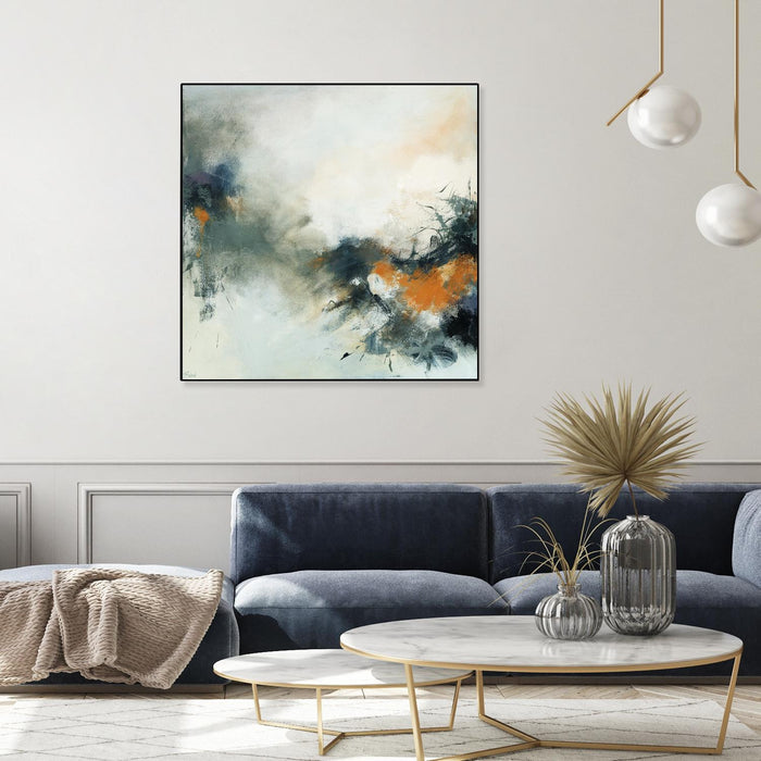 Œuvre d'art murale sur toile encadrée noire « Transition » 20 x 20