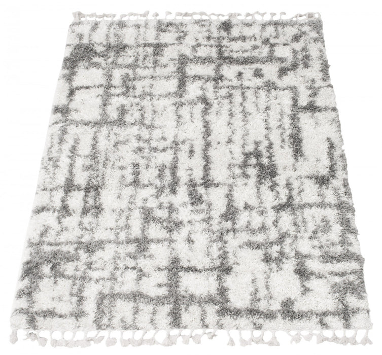 Carpette à poil long Helma Urban gris claircrème 5 pi 3 po x 7 pi 3 po