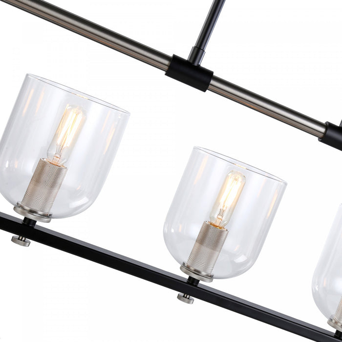 Luminaire pour îlot Cheshire noir et nickel à 5 ampoules