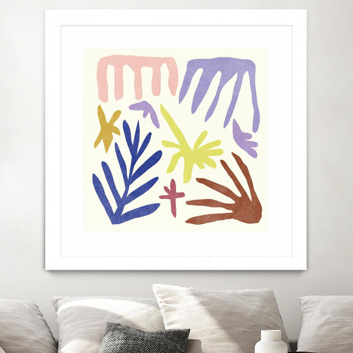 Œuvre d’art murale encadrée blanche et mate « Coral Construction Ii » 30 x 30