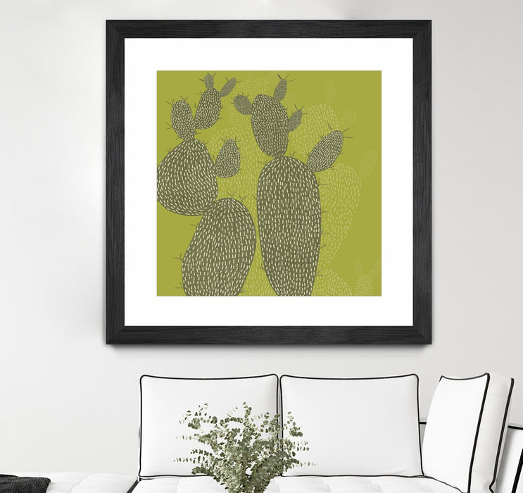 Œuvre d’art murale encadrée noire et mate « Opuntia I » 30 x 30