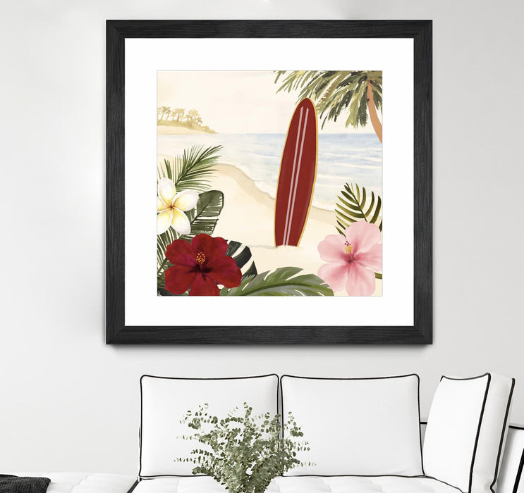 Œuvre d’art murale encadrée noire et mate « Aloha Ii » 30 x 30