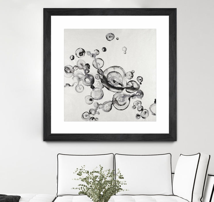 Œuvre d’art murale encadrée noire et mate « Transparent Onyx » 36 x 36