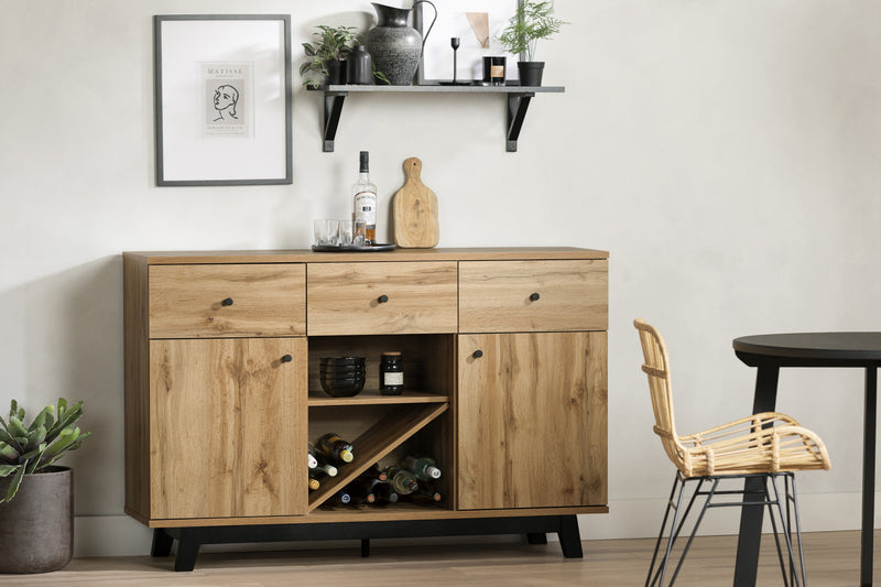 Buffet Belami avec rangement à vin - chêne nordique 