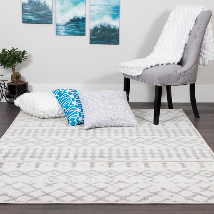 Carpette Lav grise à motifs marocains 5 x 8