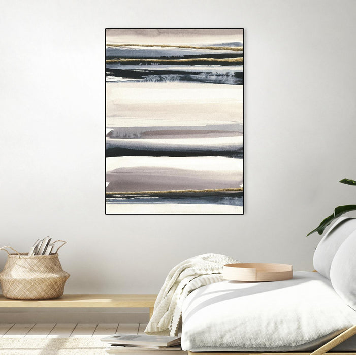 Œuvre d’art murale sur toile encadrée noire « Gilded Grey Iii » 18 x 24