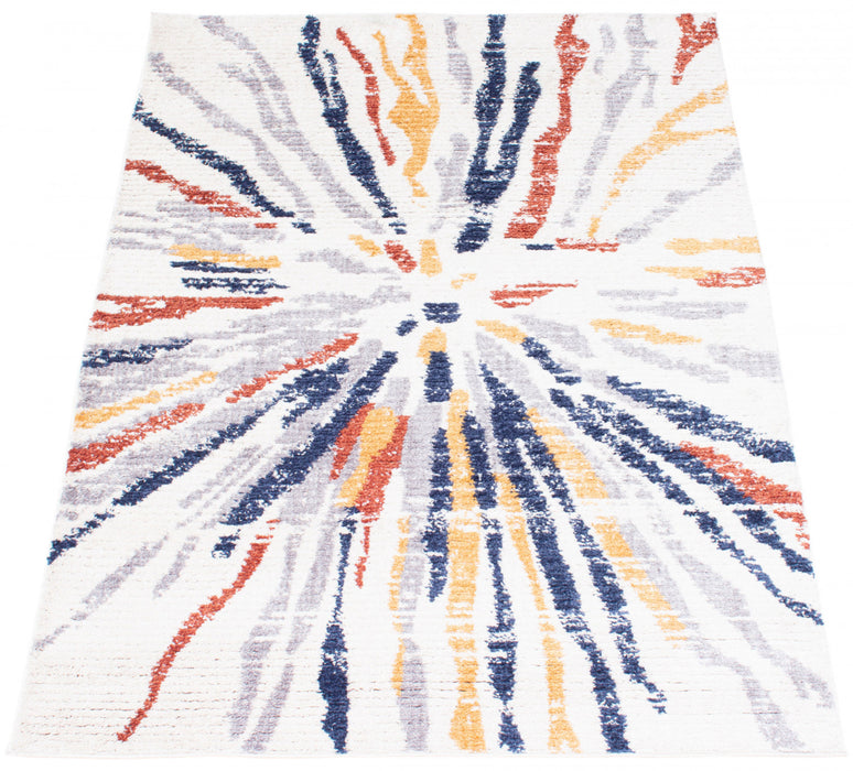 Carpette Paloma Sunburst bleu marineblanche - 3 pi 11 po x 5 pi 11 po