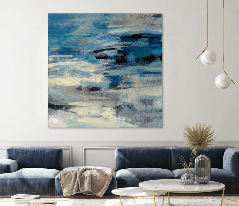 Œuvre d’art murale Giant Art « Indigo Wave » 72 x 72