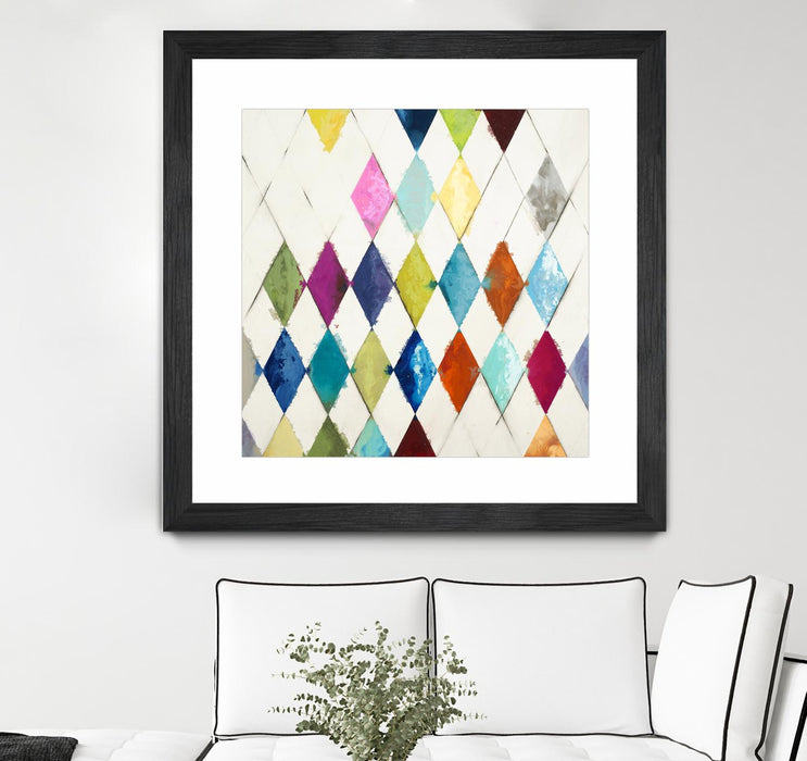 Œuvre d’art murale encadrée noire et mate « Diamonds » 36 x 36