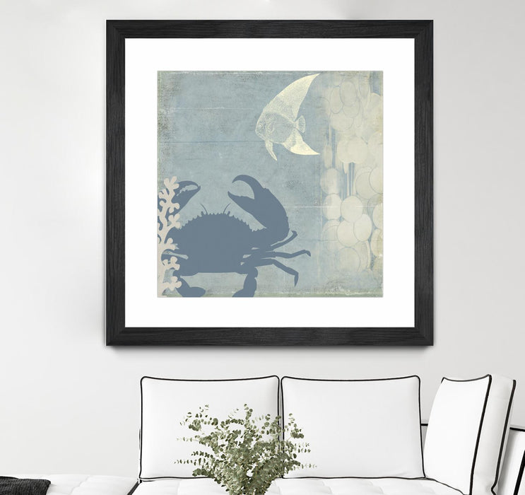 Œuvre d’art murale encadrée noire et mate « Ocean Life Ii » 36 x 36