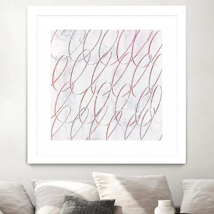 Œuvre d’art murale encadrée blanche et mate « Hula I » 30 x 30