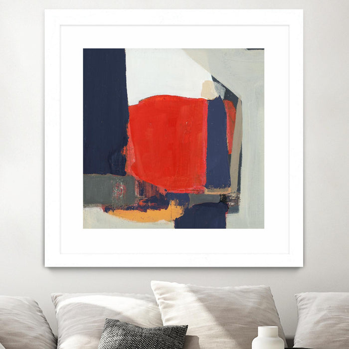Œuvre d’art murale encadrée blanche et mate « Orange Crush V6 » 30 x 30