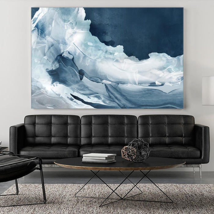 Œuvre d’art murale Giant Art « Wave Of Blue Ice » 84 x 54