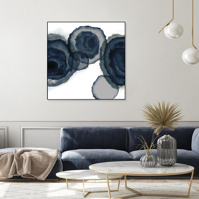 Œuvre d'art murale sur toile encadrée noire « Blotted Ink Ii » 20 x 20