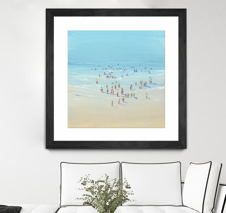 Œuvre d’art murale encadrée noire et mate « Beach Day Ii » 30 x 30