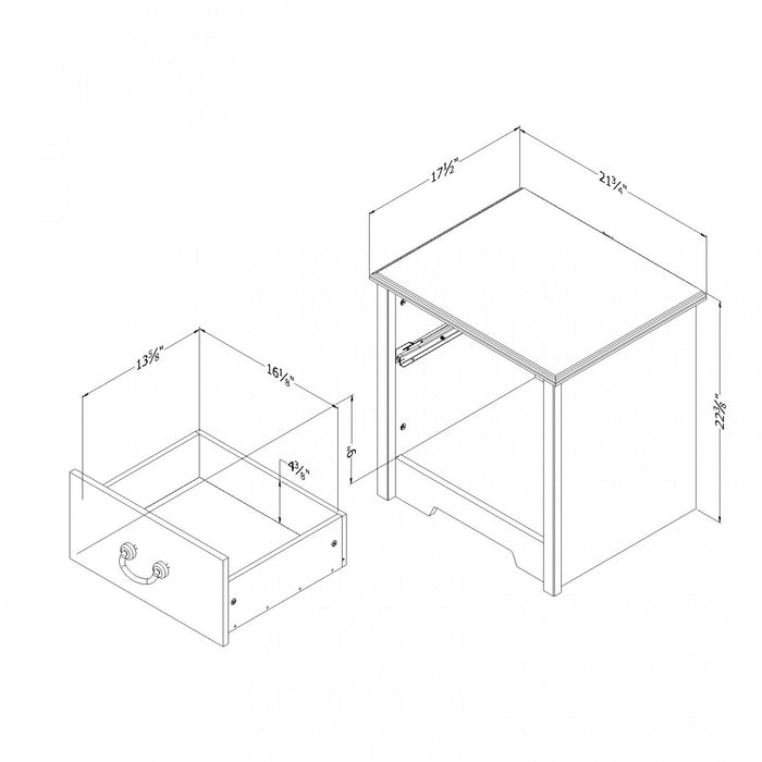 Aviron Table de Chevet 1 Tiroir - Bleu,