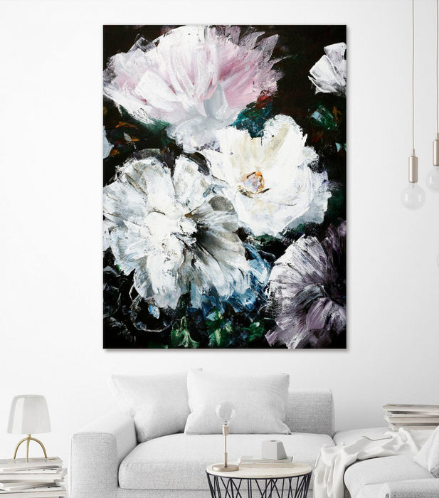 Œuvre d’art murale Giant Art « Soft Hue Flowers » 72 x 54