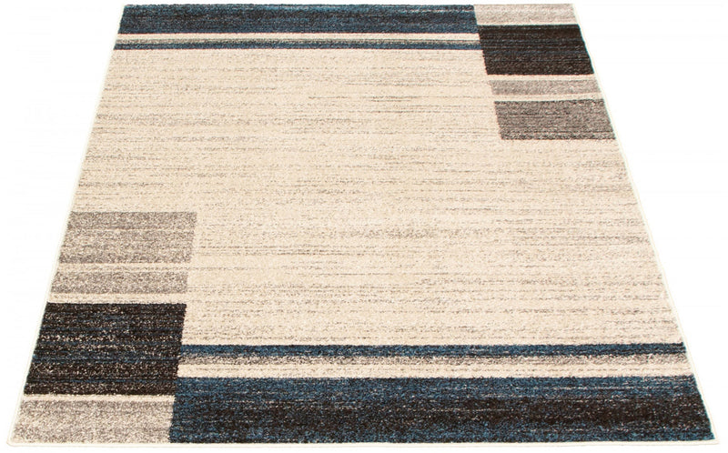 Carpette Aya ivoire-bleu - 3 pi 11 pox 5 pi 7 po
