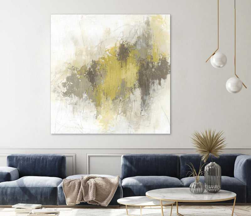 Œuvre d’art murale Giant Art « Saffron Abstract I » 54 x 54