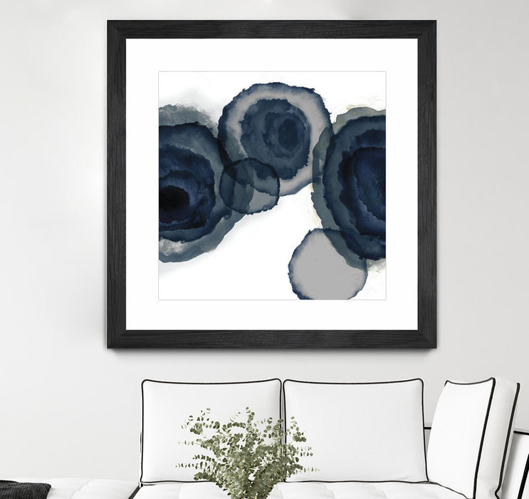 Œuvre d’art murale encadrée noire et mate « Blotted Ink Ii » 36 x 36