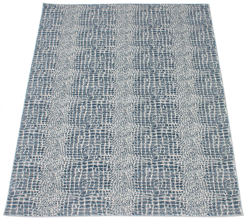 Carpette Kecia bleue/crème 5 pi 3 po x 7 pi 3 po