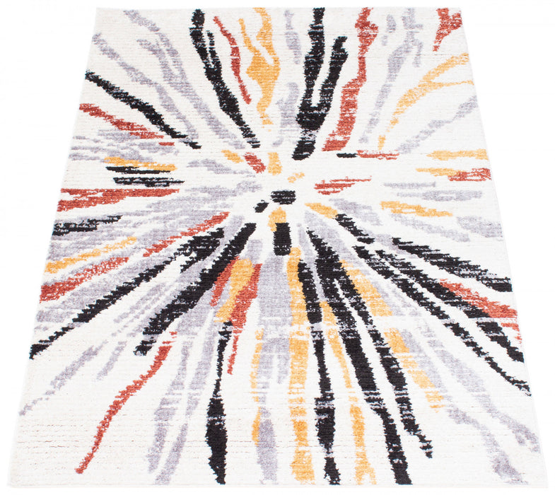 Carpette Paloma Sunburst noireblanche - 8 pi 0 po x 10 pi 0 po