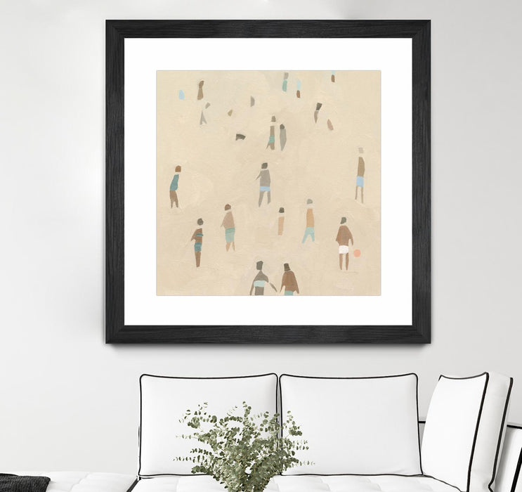 Œuvre d’art murale encadrée noire et mate « Beach Goer Iv » 36 x 36