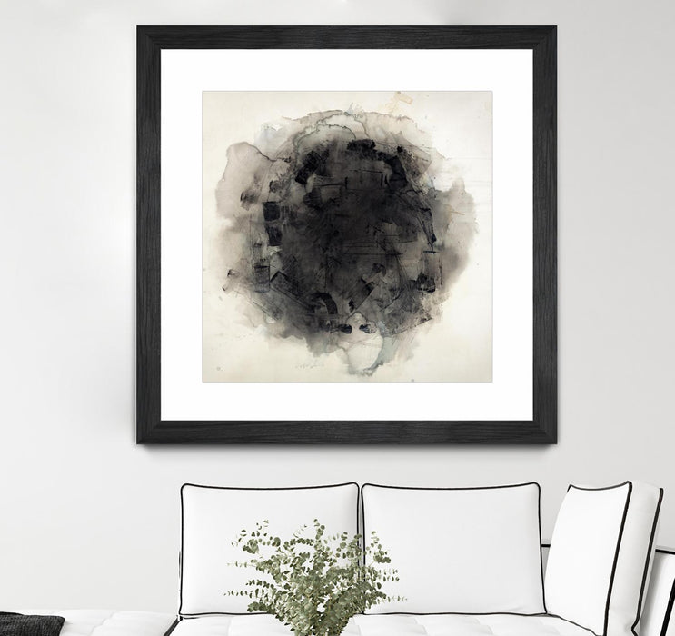 Œuvre d’art murale encadrée noire et mate « Positives And Negatives I » 30 x 30