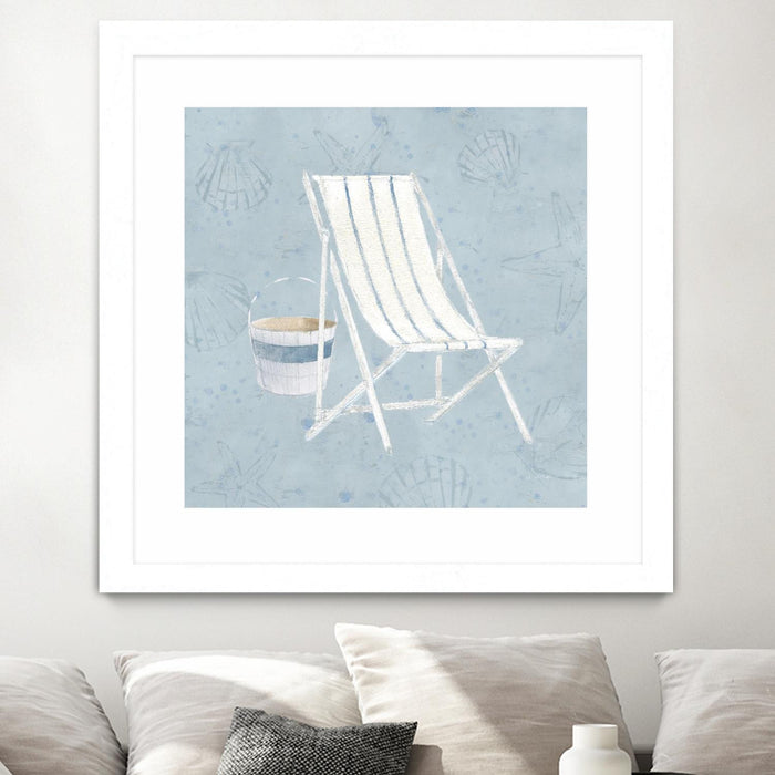 Œuvre d’art murale encadrée blanche et mate « Serene Seaside Iii » 30 x 30
