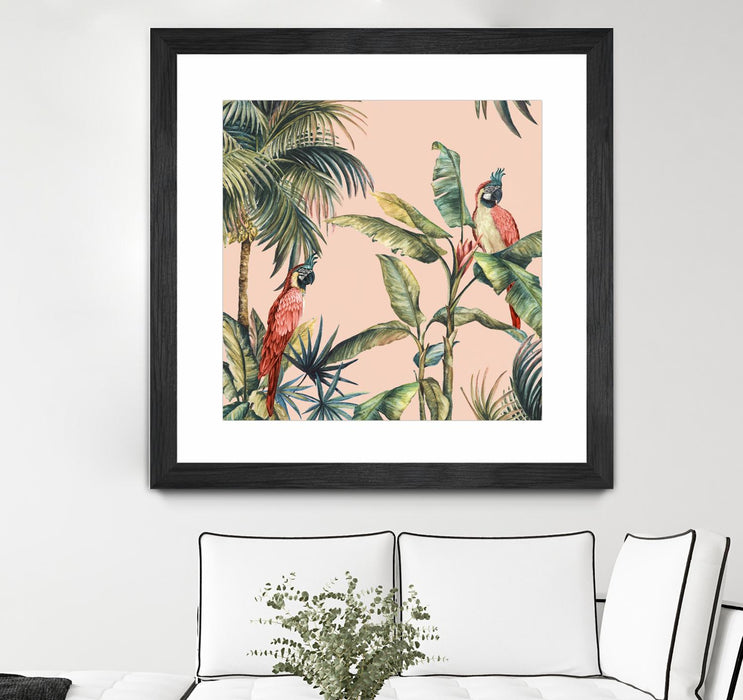 Œuvre d'art murale sur toile encadrée noire « Tropicano Ii » 30 x 30