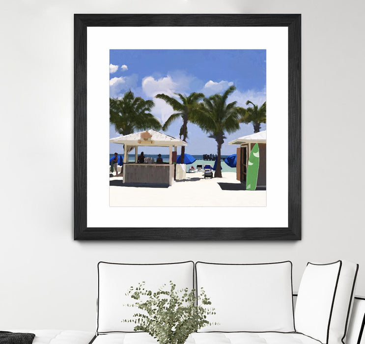 Œuvre d’art murale encadrée noire et mate « Key West Cabana I » 36 x 36