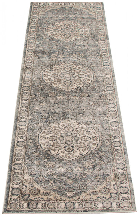 Carpette Octavian Tabriz bleu-ivoire - 2 pi 7 pox 8 pi 2 po