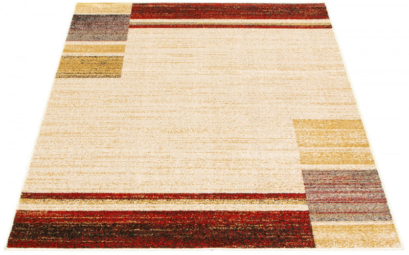 Carpette Aya ivoire-rouge - 7 pi 10 pox 10 pi 2 po