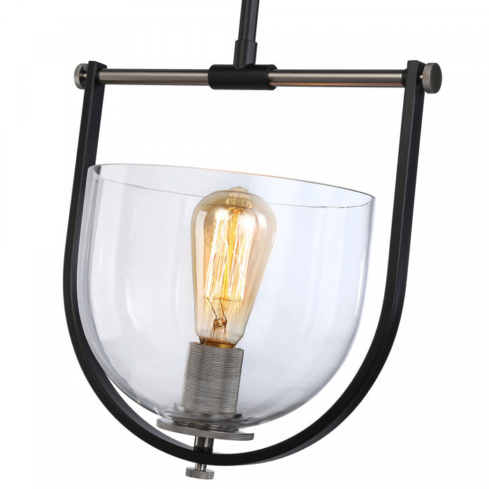 Luminaire suspendu Cheshire noir et nickel à 1 ampoule