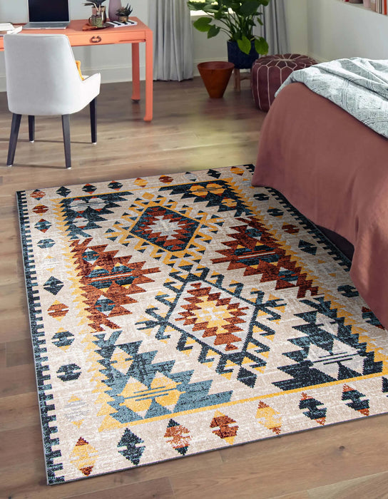 Carpette Mosaic taupe et cuivre lavable à la machine - 8 pi 0 po x 10 pi 0 po
