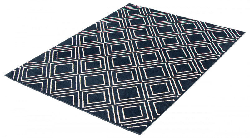 Carpette August bleu marine géodeblanc 6 pi 7 po x 9 pi 6 po