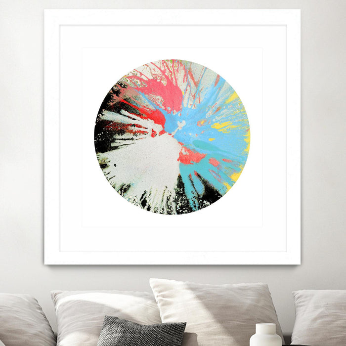 Œuvre d’art murale encadrée blanche et mate « Spin Art 10 » 36 x 36