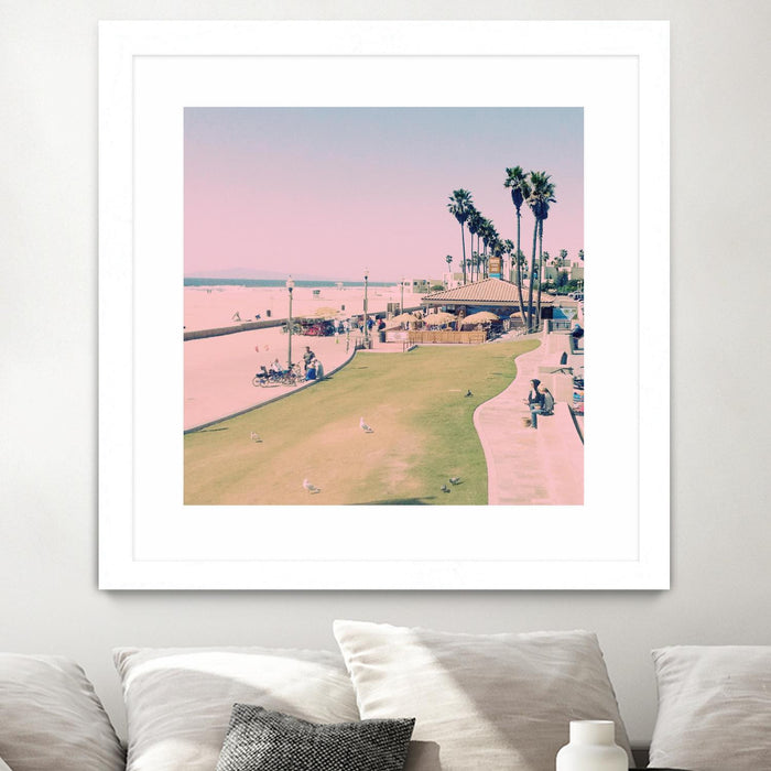 Œuvre d’art murale encadrée blanche et mate « Summer Days » 30 x 30